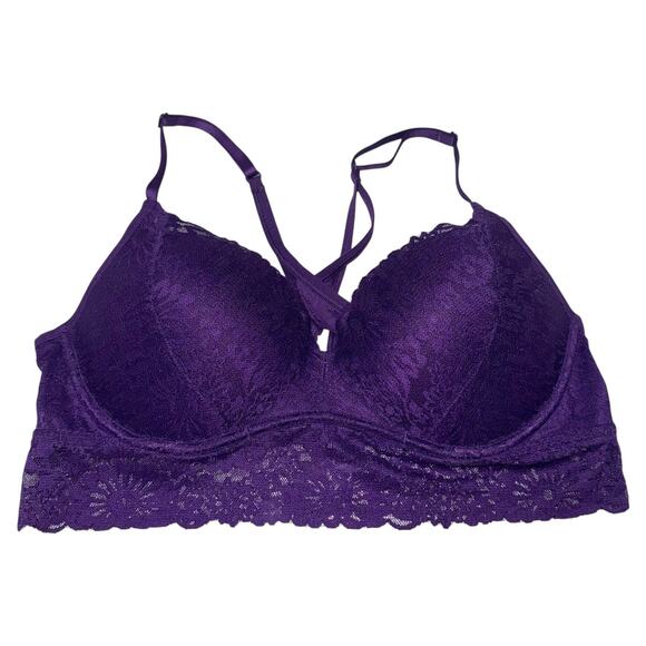 PINK Victoria's Secret Push-Up Lace Bra Purple Large - Picture 5 of 7